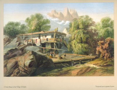 Carlo Bossoli. Tatarisches Haus im Dorf Alupka von Carlo Bossoli